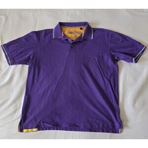 Robert Graham Shirt Mens XL Purple 100% Cotton Knit Short Sleeve Polo